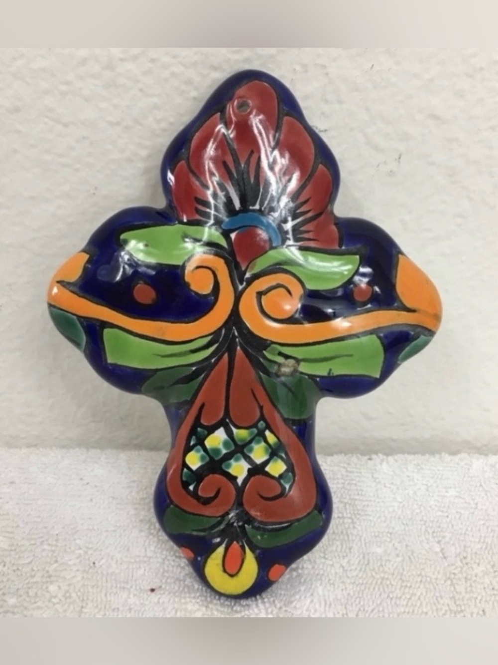 Gamez Handmade in Mexico Talavera Cross Wall Decor Bohemian Southwest Western